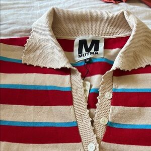Free People Red and Beige Striped Blouse 100% cotton